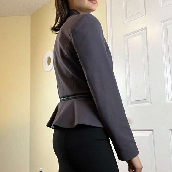 Rebecca Taylor Open Front Silk Blend Peplum Blazer with Zipper Waist Details - Picture 2 of 16